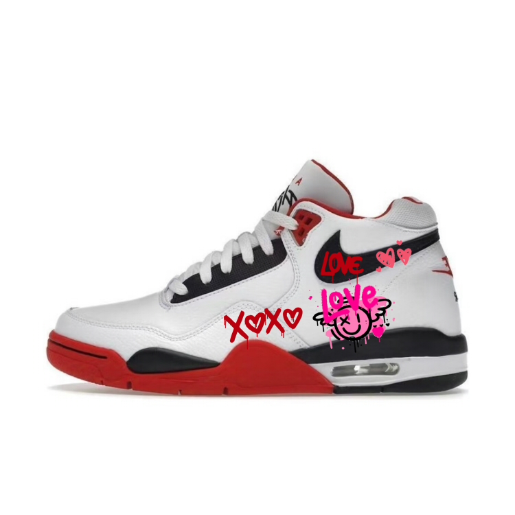 Nike Flight Legacy Cushioning Mid-Top Vintage Basketball Shoes Unisex Red White