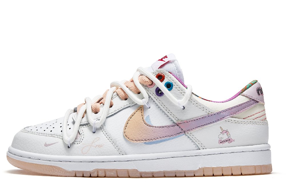 Nike Dunk Borderline Between Light And Dark Star Unicorn Low-Top Skateboard Shoes GS White Pink Purple