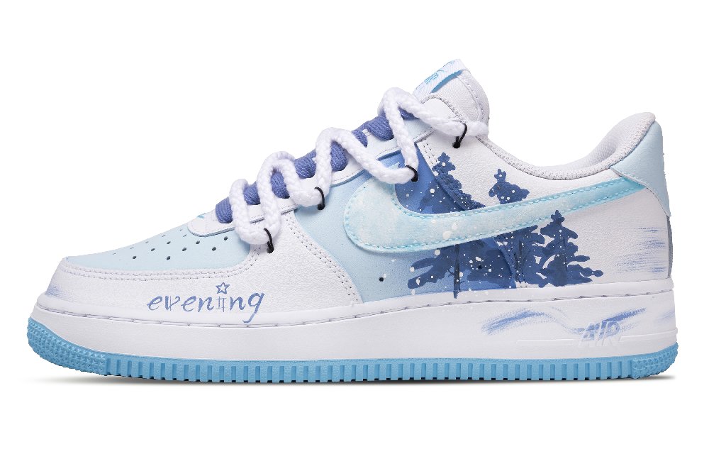 Nike Air Force 1 Cold Winter Slip-Resistant Low-Top Skateboard Shoes Men's White Blue