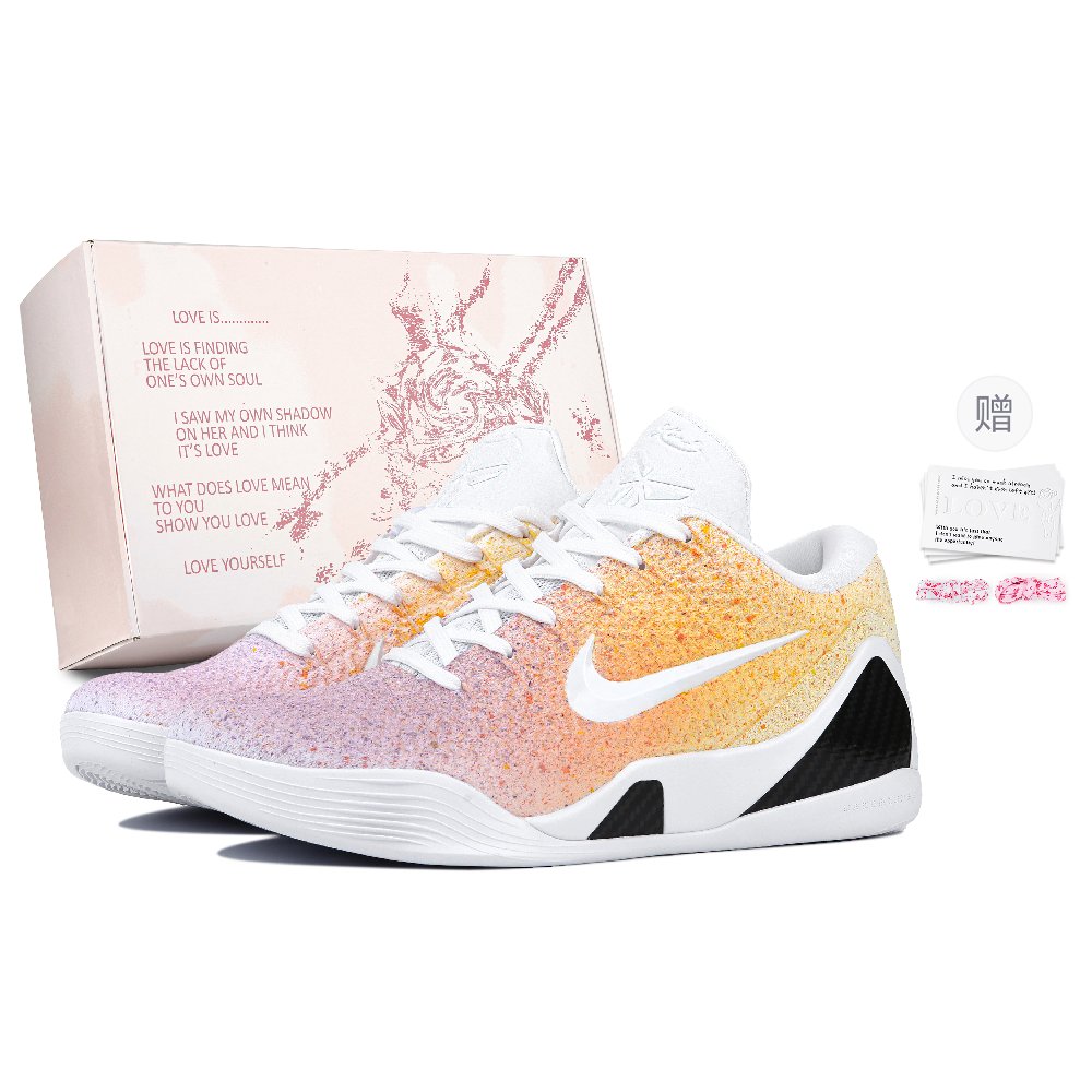 Nike Kobe 9 Basketball Shoes Unisex Low-Top Orange/White/Yellow/Pink