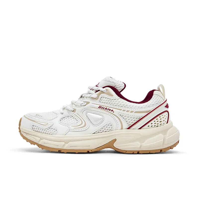 Dickies Abrasion Resistant Support Balance Lightweight Low Top Chunky Sneakers Unisex Beige White Red