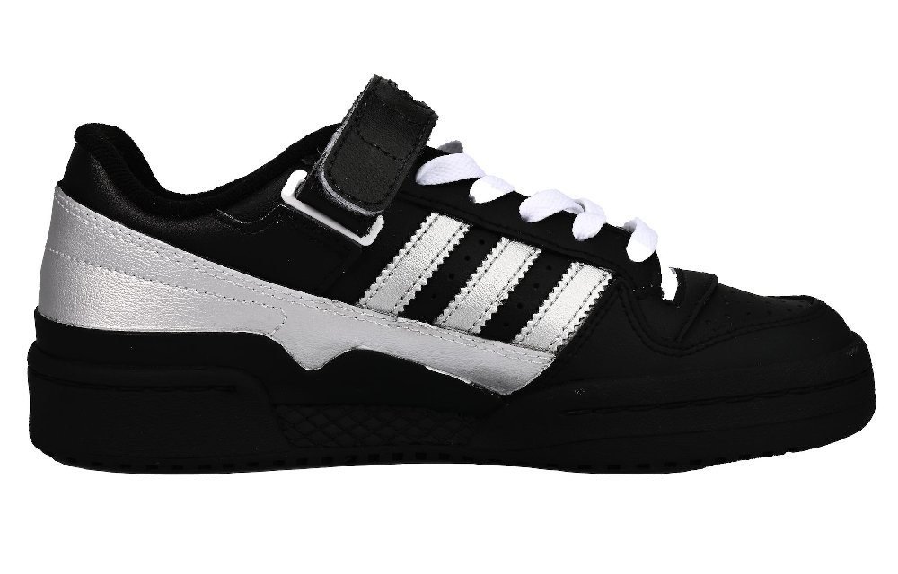 Adidas Originals FORUM Anti-Slip Wear-Resistant Low-Top Skateboard Shoes Unisex Silver Black