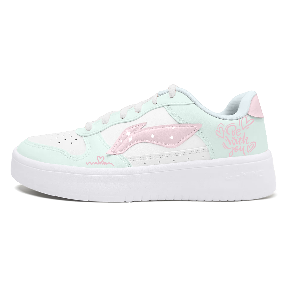 LiNing Pontoon Boats Slip Resistant, Abrasion Resistant, Lightweight Low Top Skateboard Shoes Women's Green Pink