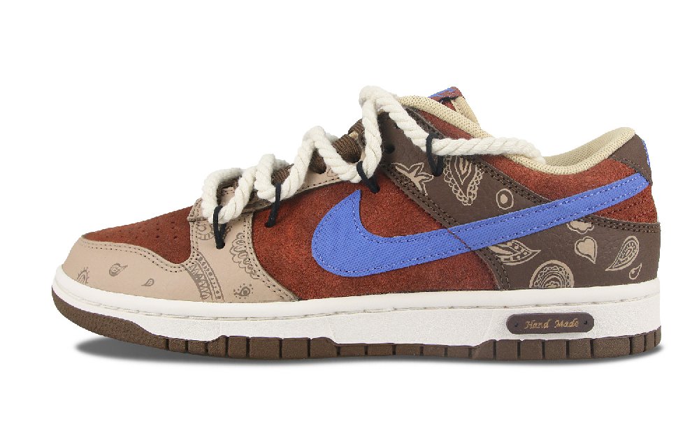 Nike Dunk Paisley Low-Top Skateboard Shoes Men's Brown Blue