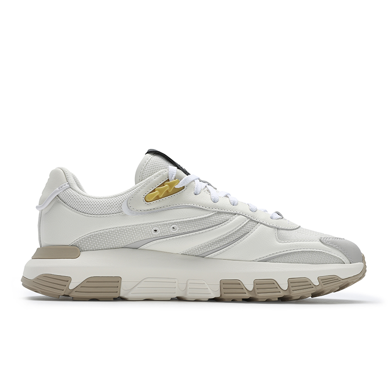 FILA Pioneer Series Anti Slip Wear Resistant Low Top Running Shoes Men's Milk White