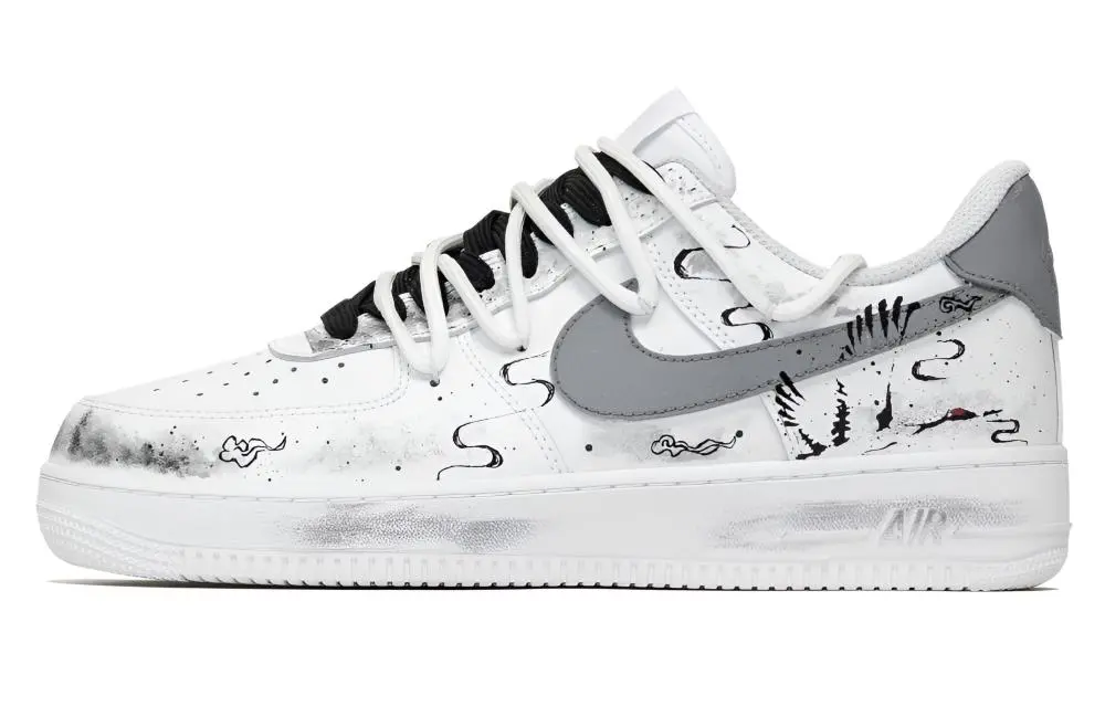 Nike Air Force 1 Night Crane Patrol Abrasion Resistant Low top Skateboard Shoes Unisex White Gray