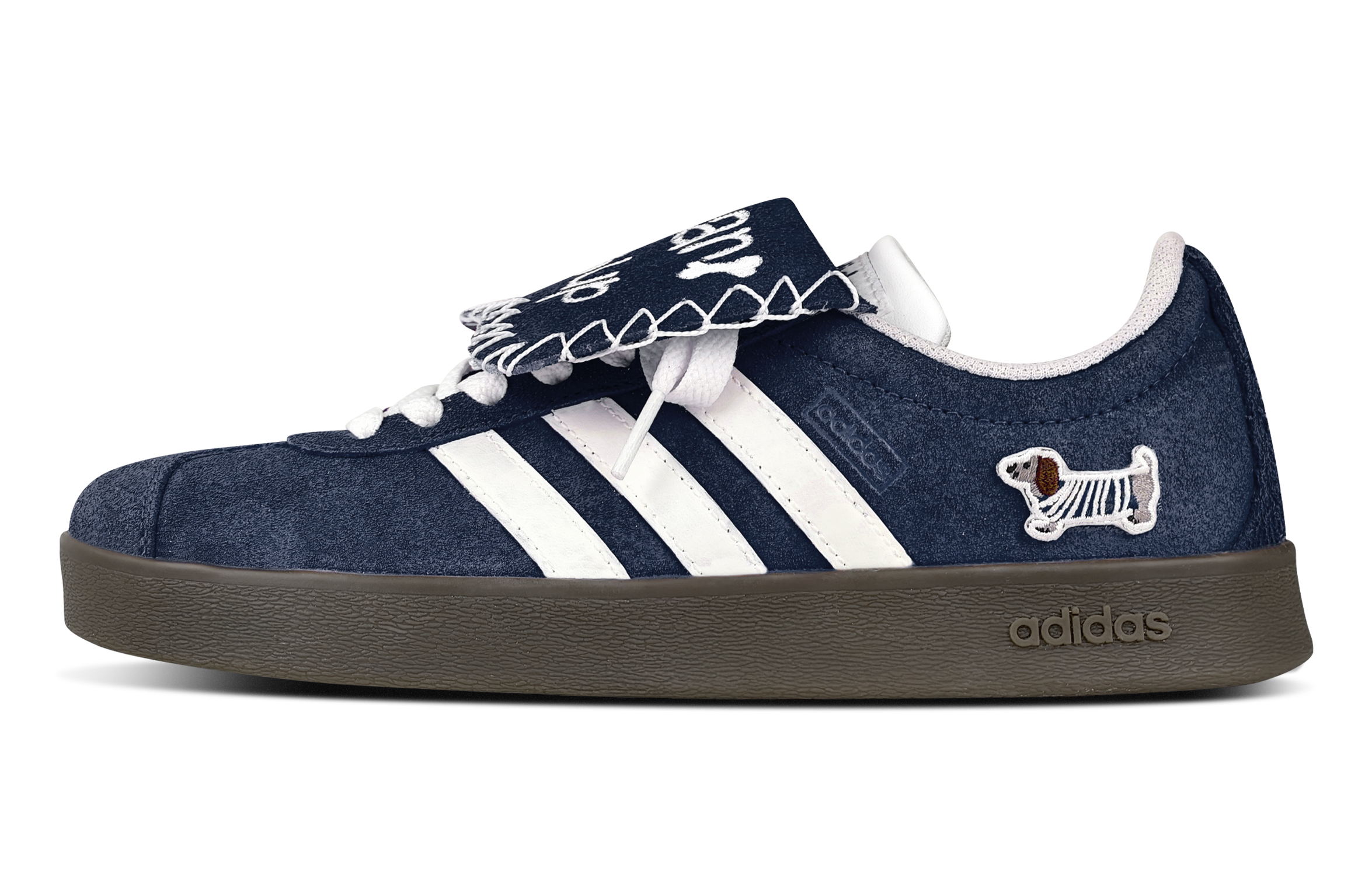 Adidas VL COURT 2.0 Cheese Special Box Cushioning, Wear Resistant Low Top Skateboard Shoes Women's Navy Blue
