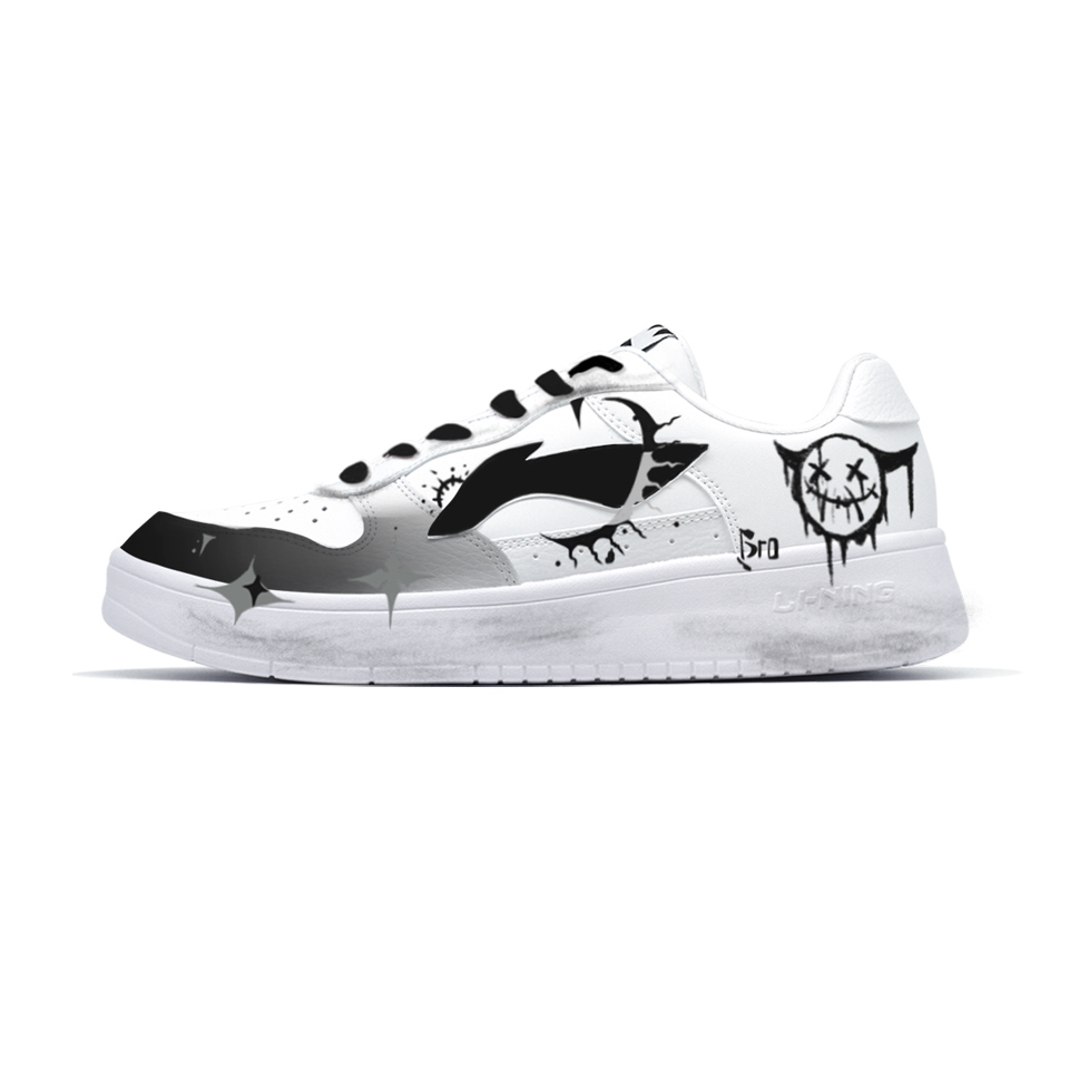 LiNing Pontoon Boats Non-slip Breathable And Wear-resistant Low-Top Skateboard Shoes Men's White Black