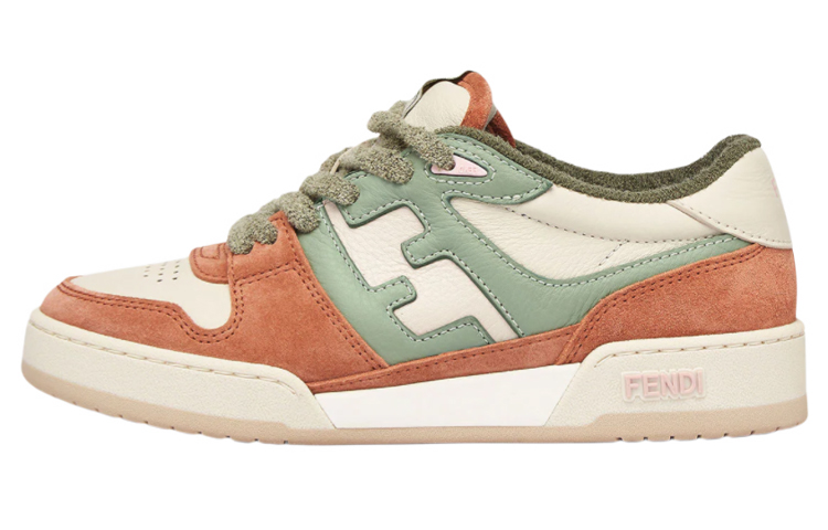 FENDI Match Low Top Stylish Skateboarding Shoes Men's White Orange Green