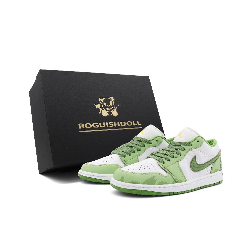 Jordan Air Jordan 1 Abrasion Resistant Breathable Low Top Skateboard Shoes Men's White Green