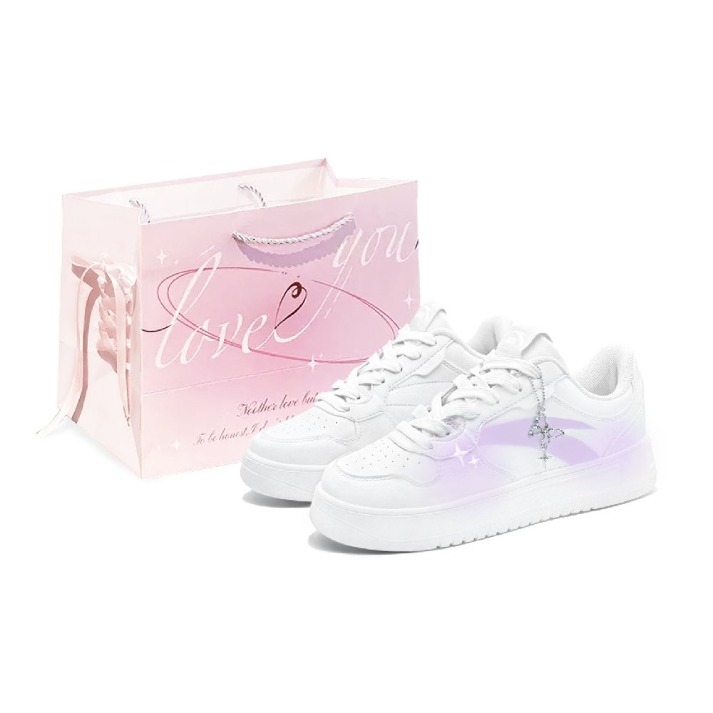 Anta Relaxed Abrasion Resistant Breathable Low Top Skateboard Shoes Unisex Light Purple