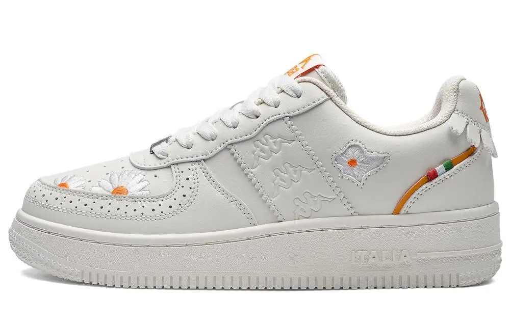 Kappa Back to Back Height Increasing Abrasion Resistant Low top Skateboard Shoes Women's Classic White