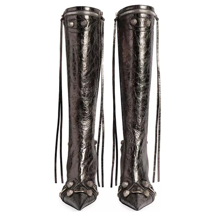 Balenciaga Cagole Knee high Boots 9cm Women's Silver Gray купить в интернет-магазине Yoocart с быстрой доставкой по России.