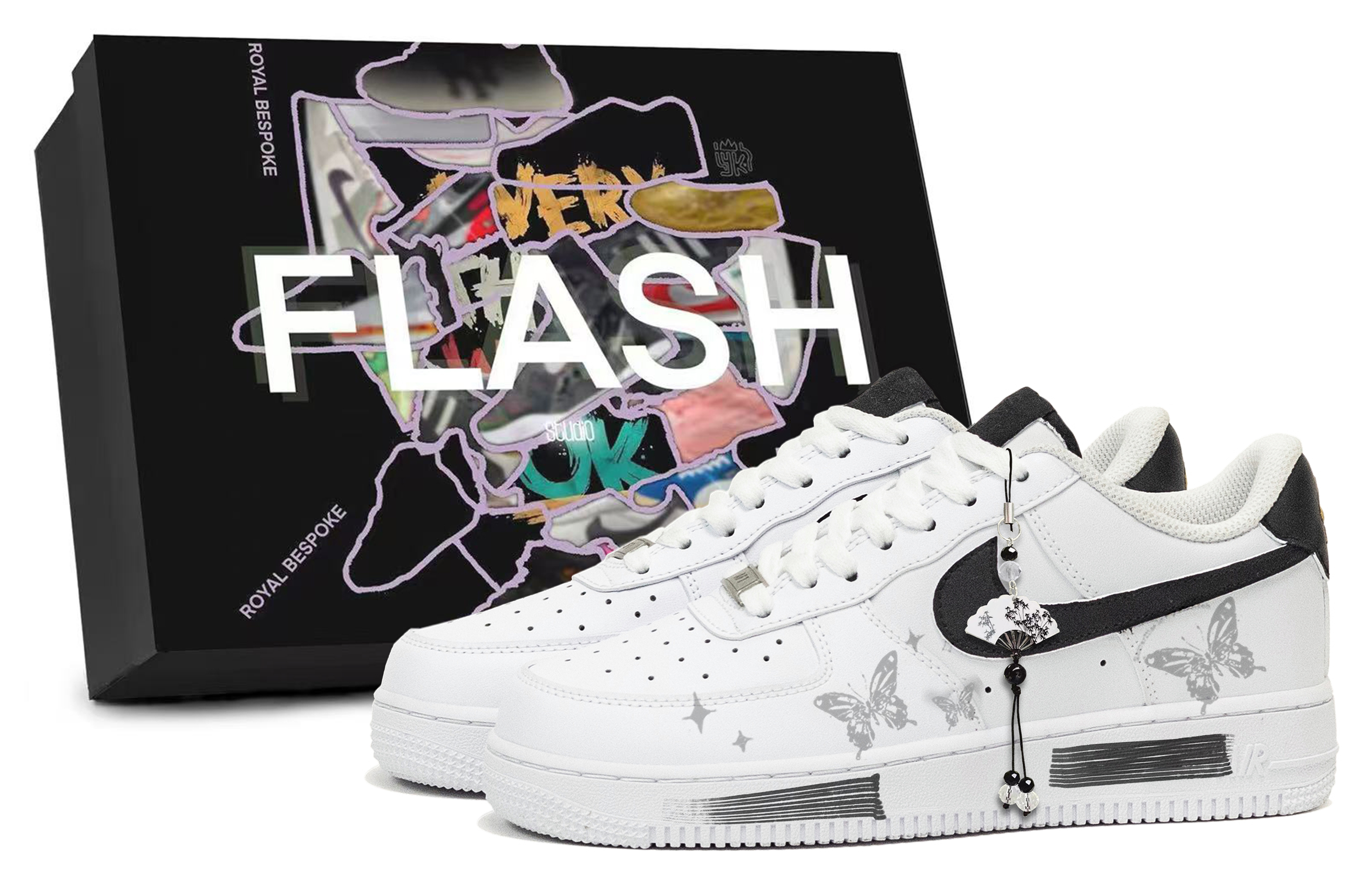 Nike Air Force 1 Bamboo Whisper, Box Included Abrasion Resistant Low top Skateboard Shoes Unisex Black White