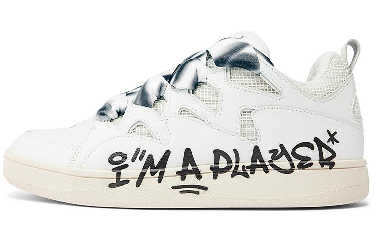 Kappa Puffy Shoes Lightweight Wear-Resistant Coverage Slip-Resistant Low-Top Skateboard Shoes Unisex White