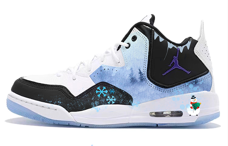 Jordan Courtside 23 Cushioned Slip-Resistant Mid-Top Vintage Basketball Shoes GS Black White Blue