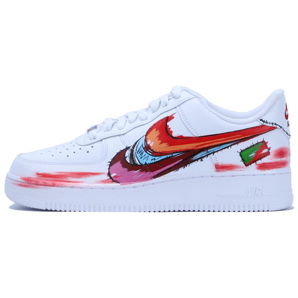 Nike Air Force 1 Low Low-Top Skateboard Shoes Men's White Red