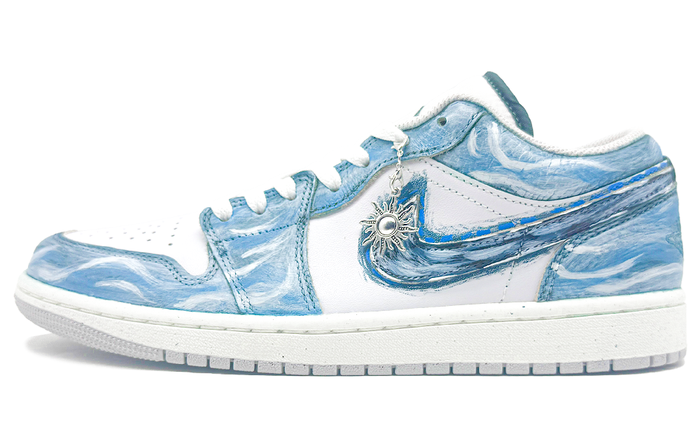 Jordan Air Jordan 1 Abrasion Resistant Low Top Skateboard Shoes Unisex Blue White