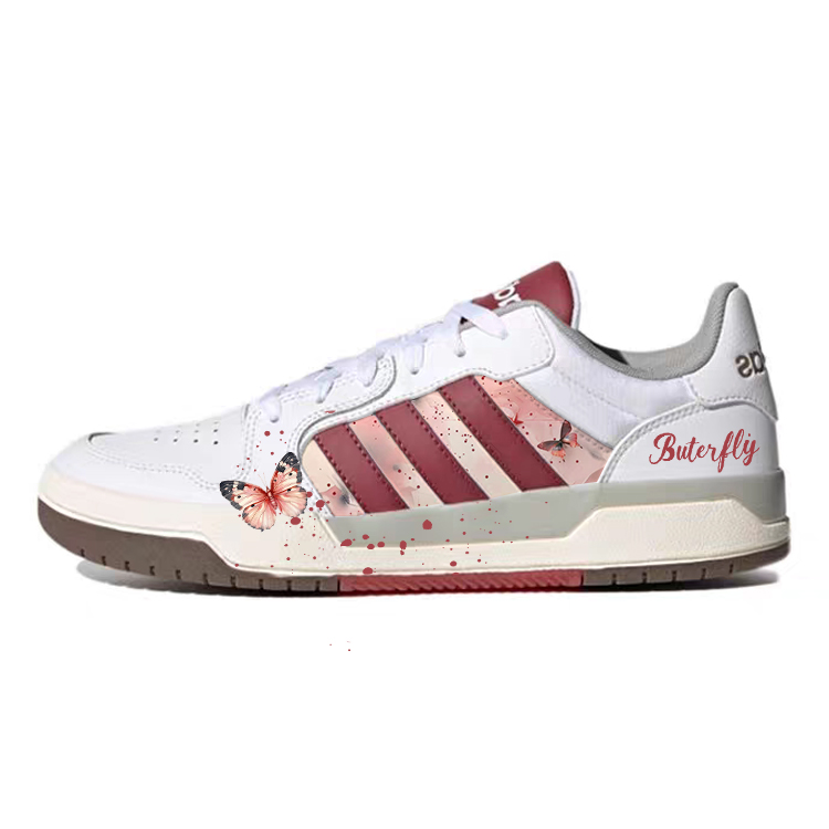 Adidas Neo Entrap Slip Resistant, Abrasion Resistant, Breathable Low Top Skateboard Shoes Unisex White Pink
