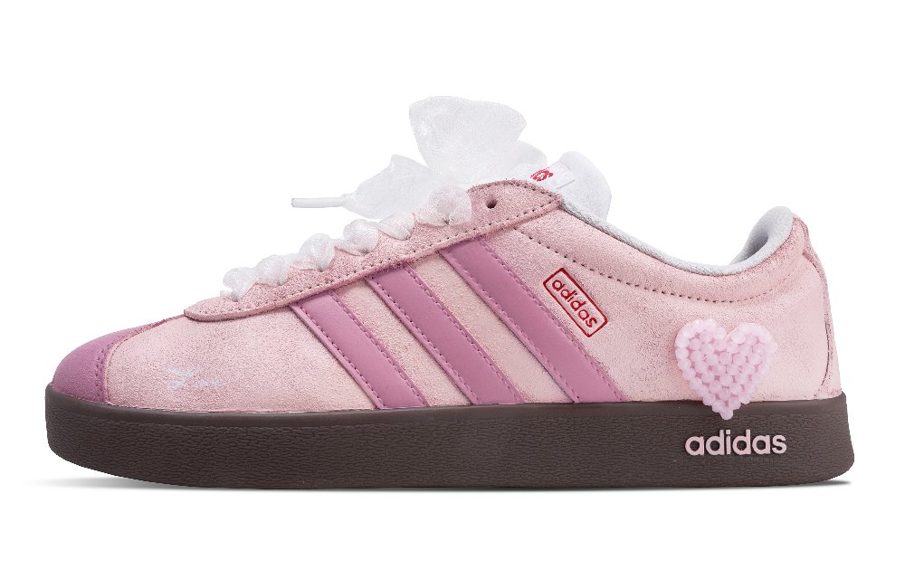 Adidas Neo VL Court Lifestyle Pink Glow Heart Non slip Lightweight Low Top Skateboard Shoes Unisex Pink