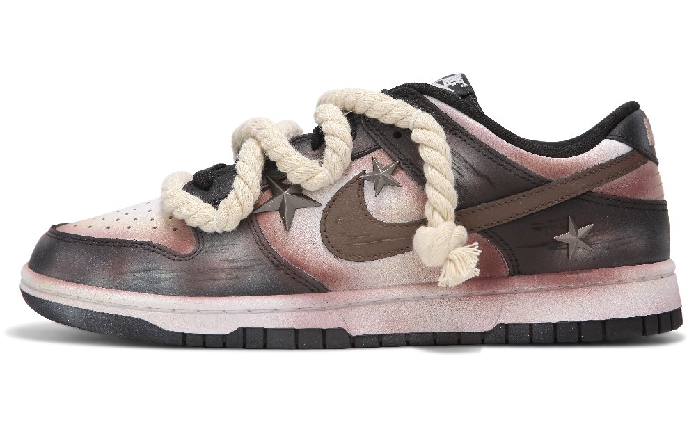 Nike Dunk Low Low-Top Skateboard Shoes Men's Black White Pink