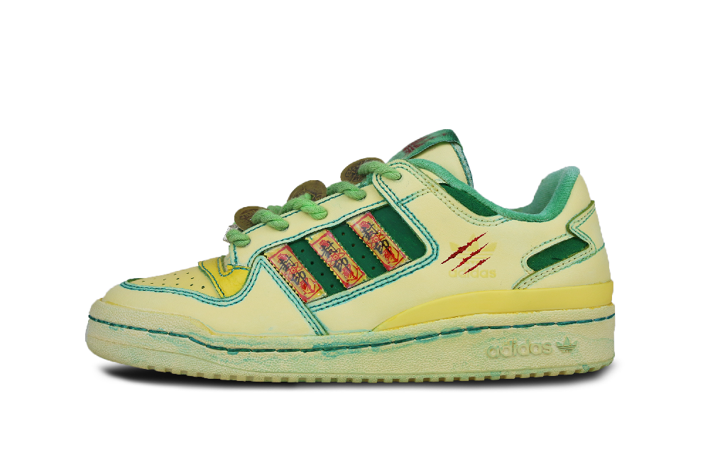 Adidas Originals FORUM Anti-Slip Wear-Resistant Low-Top Skateboard Shoes Unisex Yellow Green Red
