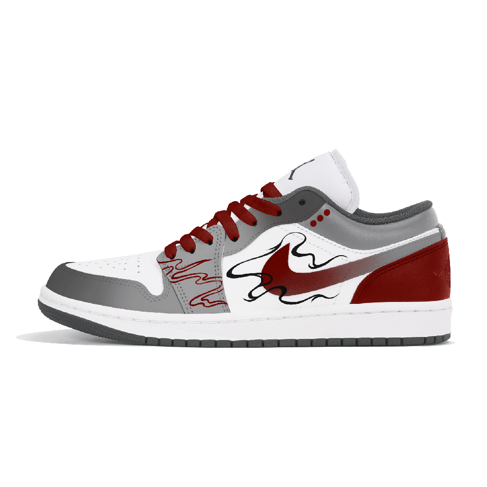 Jordan Air Jordan 1 Abrasion Resistant Low Top Vintage Basketball Shoes Men's White Gray Red