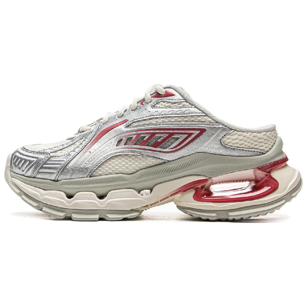 LiNing Furious Rider BOW Odor Resistant Abrasion Resistant Slip Resistant Closed Toe Slippers Women's Silver Red