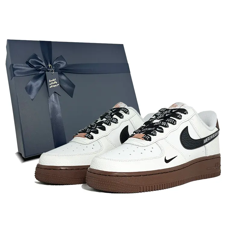 Nike Air Force 1 Skateboard Shoes Unisex Low top Black/White/Cocoa Brown