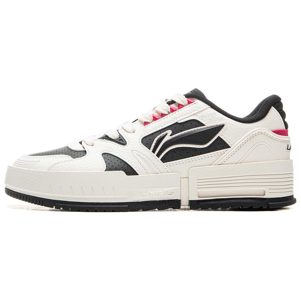 LiNing Slip-Resistant Cushioning Wear-Resistant Low-Top Skateboard Shoes Women's White Black