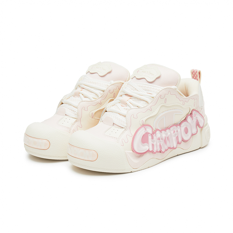 Champion Puffy Jelly Shoes Low Top Skateboard Shoes Unisex Washed Pink/Milk White купить в интернет-магазине Yoocart с быстрой доставкой по России.