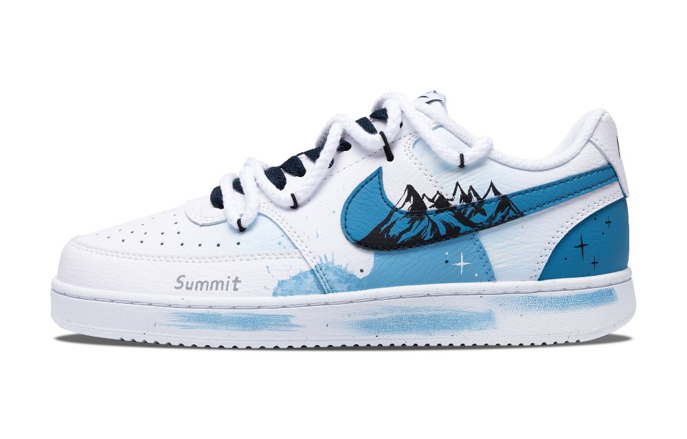 Nike Court Vision 1 Mountains And Rivers Abound Anti Slip Wear Resistant Low Top Skateboard Shoes Men's Blue White