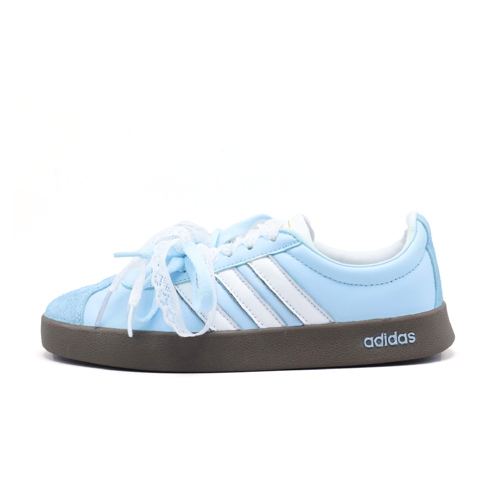 Adidas Vl Court Classic Sea Salt Blue Abrasion Resistant Low Top Skateboard Shoes Women's White Blue