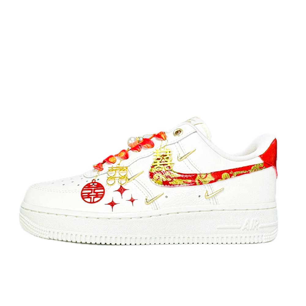 Nike Air Force 1 Skateboard Shoes Unisex Low top White/Red/Gold