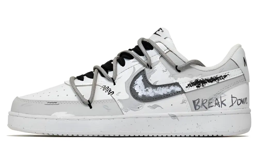 Nike Court Vision 1 Gray Wing Abrasion Resistant Low Top Skateboard Shoes Unisex Gray White