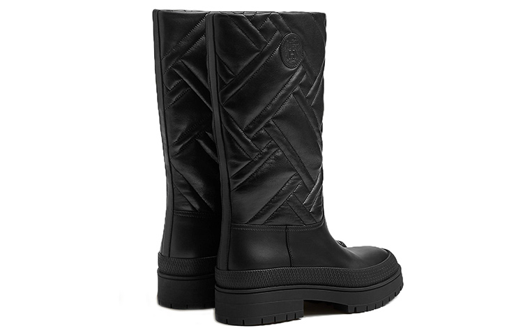 HERMES Mosaique Knee high Boots Women's Black