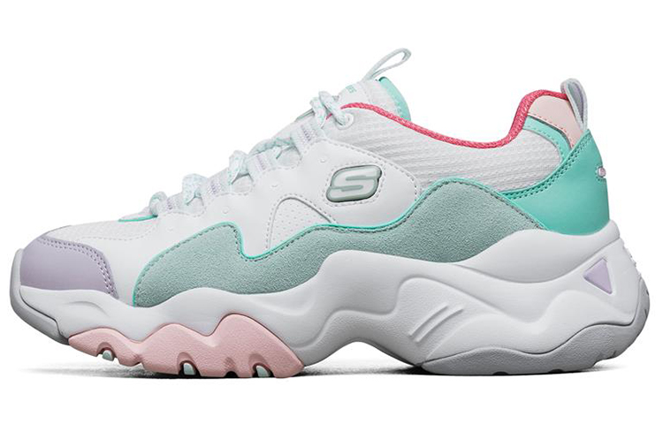 Skechers D'LITES 3.0 Breathable Lightweight Low-Top Casual Shoes Women's Pink Green