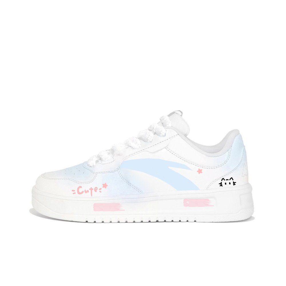 Anta Relaxed Slip Resistant Cushioning Height Increasing Low Top Skateboard Shoes Women's Light Blue