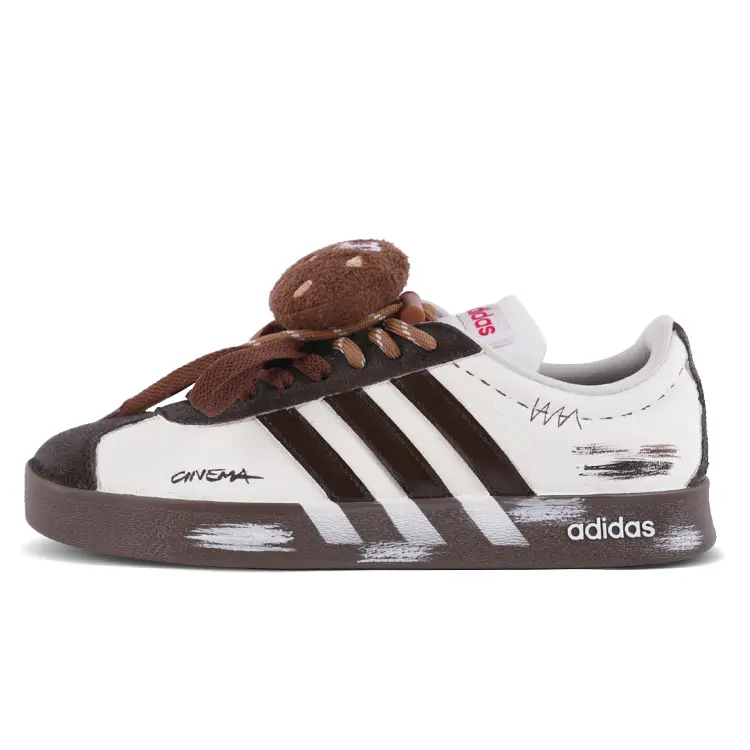 Adidas VL COURT 2.0 Abrasion Resistant Low top Skateboard Shoes Unisex Brown White