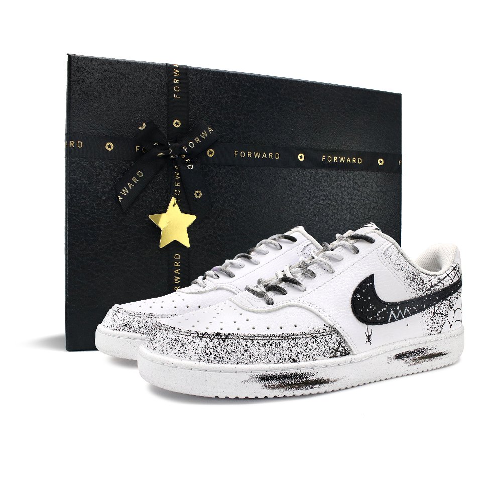 Nike Court Vision 1 Anti Slip Wear Resistant Low Top Skateboard Shoes Men's Black White