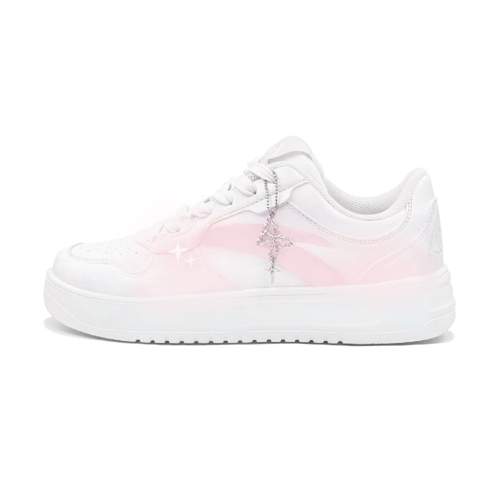 Anta Relaxed Abrasion Resistant Breathable Low Top Skateboard Shoes Unisex White Pink