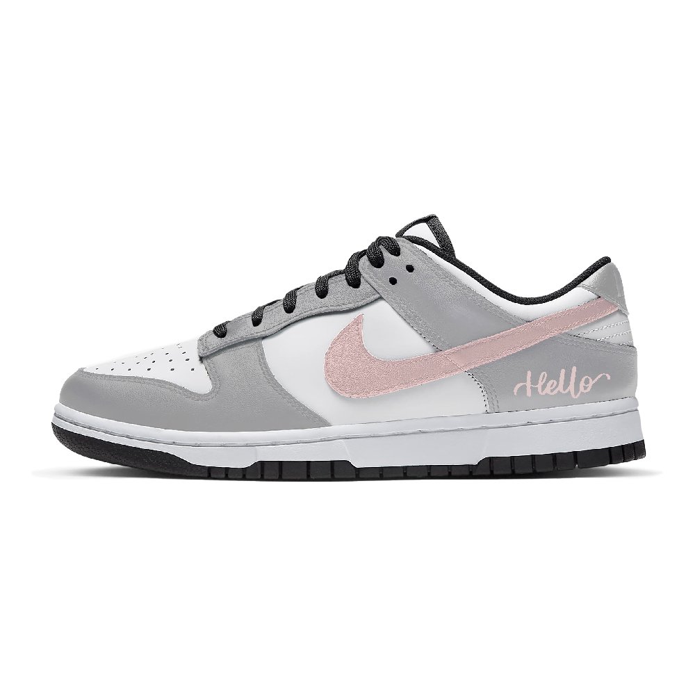Nike Dunk Haze Gray Pink Abrasion Resistant Low Top Skateboard Shoes Unisex Gray White