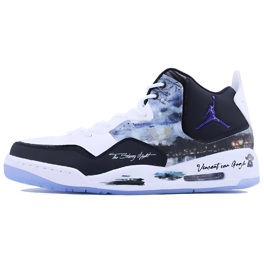 Jordan Courtside 23 Starry Sky SDS Cushioned Slip-Resistant Mid-Top Vintage Basketball Shoes Men's Black Blue White