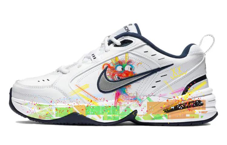 Nike Air Monarch 4 Anti-Slip Wear-Resistant Low-Top Chunky Sneakers Unisex Blue White