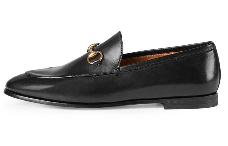 GUCCI Betis Glamour Leather Loafers Black Women's