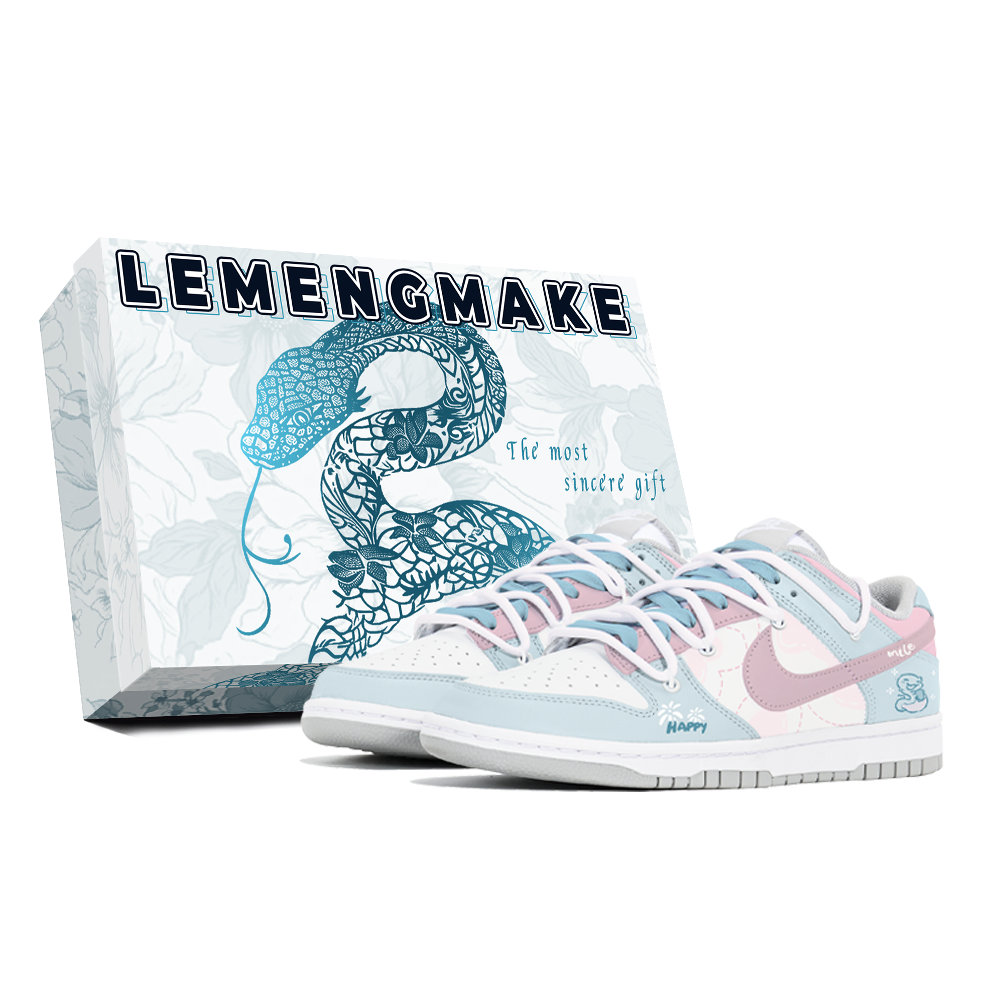 Nike Dunk Abrasion-Resistant Slip-Resistant Low-Top Skateboard Shoes Men's Blue Pink