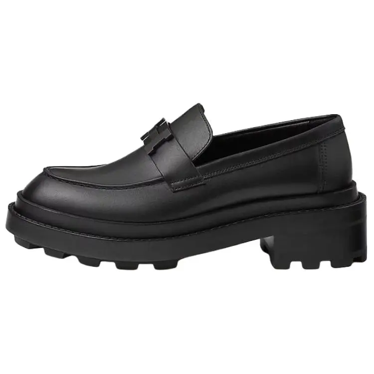 HERMES Louvre Loafers 5cm Women's Black