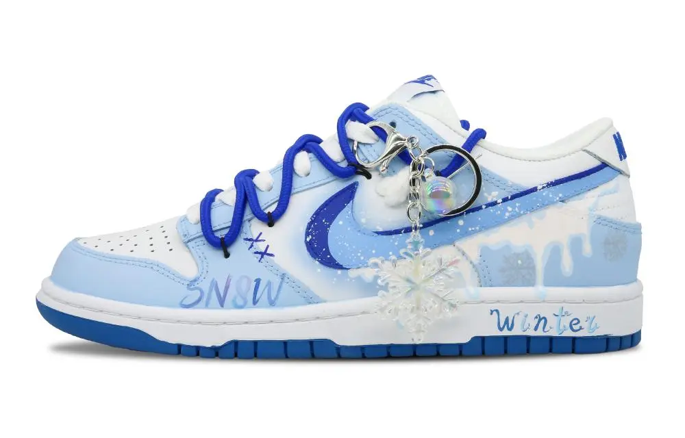 Nike Dunk Low-Top Skateboard Shoes Men's White Blue
