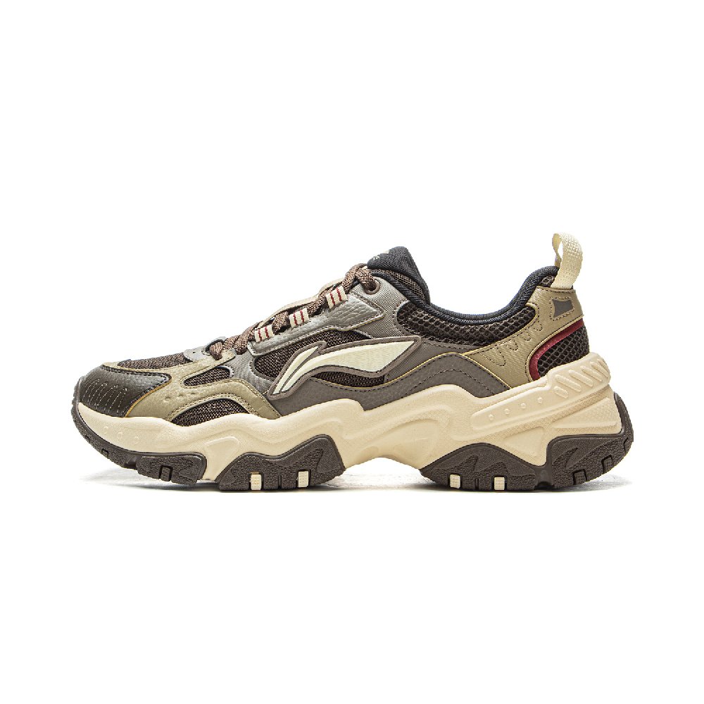 LiNing Brown Sugar Cushioning, Slip Resistant, Abrasion Resistant Support Low Top Casual Shoes Men's Khaki