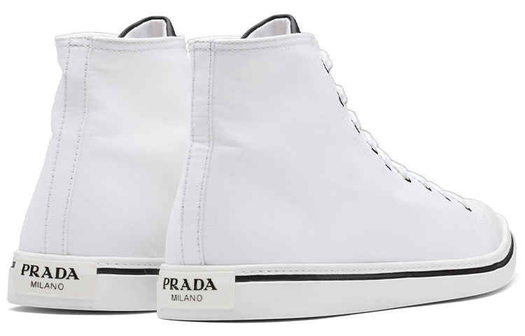 PRADA Canvas Shoes Men High-Top White купить в интернет-магазине Yoocart с быстрой доставкой по России.